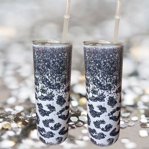 Cheetah Tumbler With Lid & Plastic Straw, 20oz, Stainless Ste…